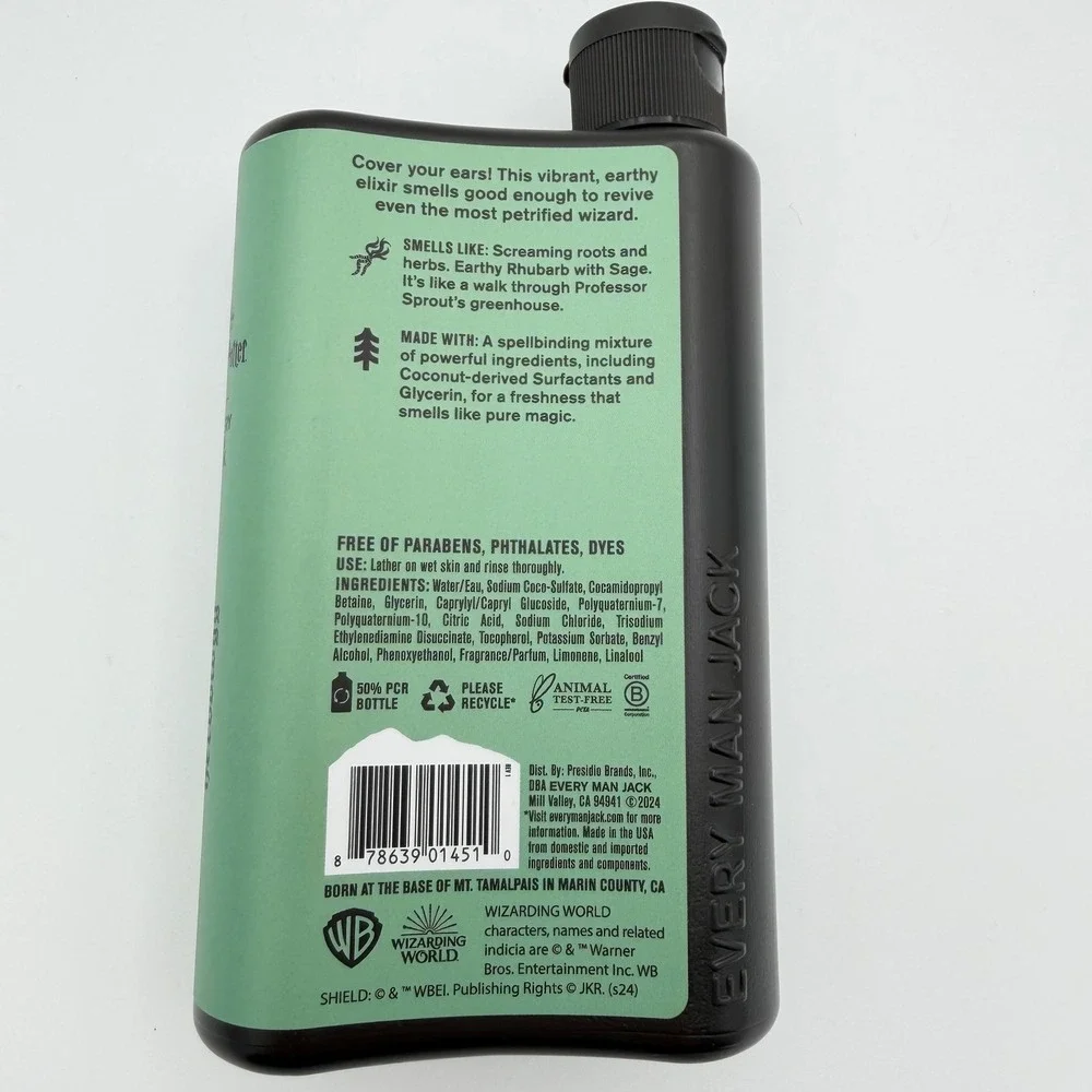 Every Man Jack Body Wash 13.5oz Green Harry Potter Herbology Mandrake NEW‎